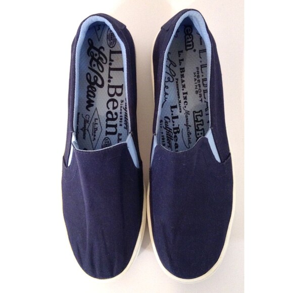 LL Bean Shoes Women 11 M Blue Eco Bay Slip On Boat Stretch Canvas Comfort Loafer - Picture 4 of 12